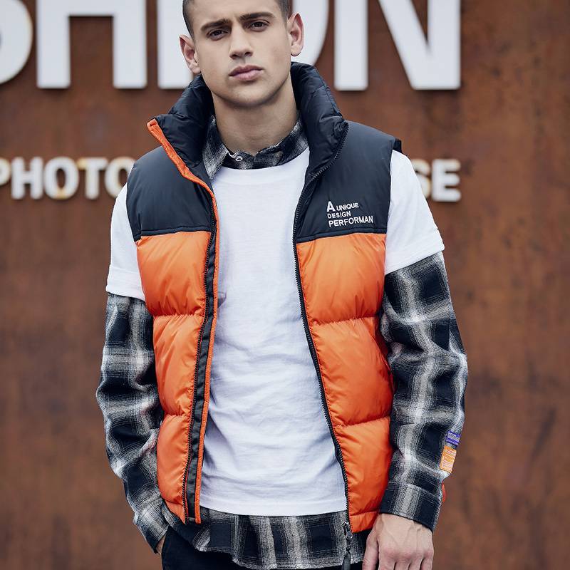 Men's Multicolor  Thickened High Collar Puffer Vest