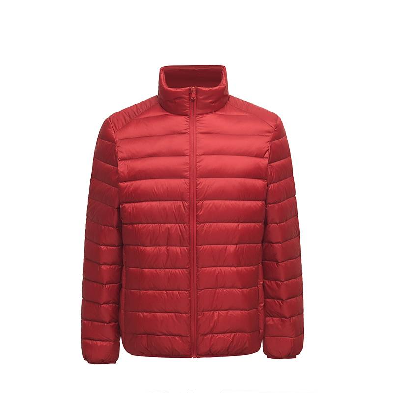 Men's 90% White Down Jacket  High Quality  Lightweight With Windproof Hem Stand Collar