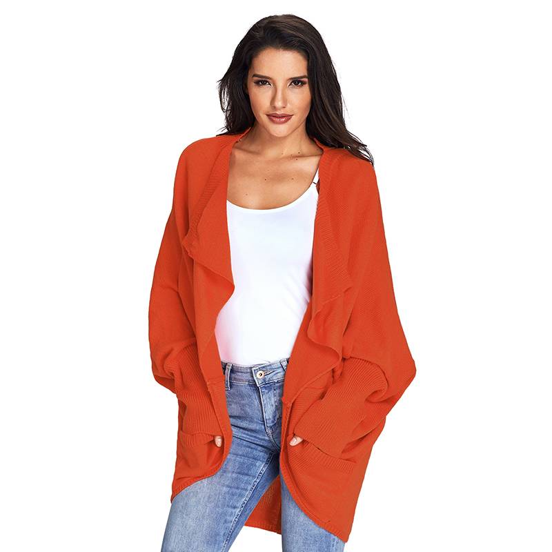 Women's  Bat Sleeve Cardigan Sweater With Pocket