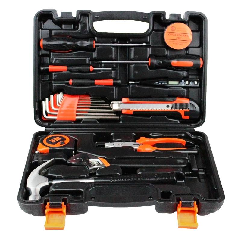19pcs Household Hand Tools Set Kit Precision Screwdriver Measuring Tape Utility Knife Hammer Plier Hex Key Electroprobe