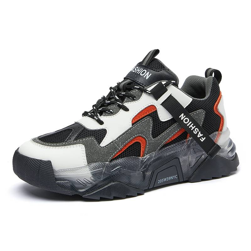 Women's 100% Leather Lace-up Front Letter Print Chunky Sneakers