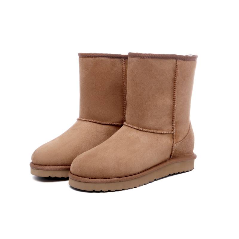 ROSIGE UGG Men's Winter Warm Mid-Top 100%  Sheepskin Wool Lining Snow Boots