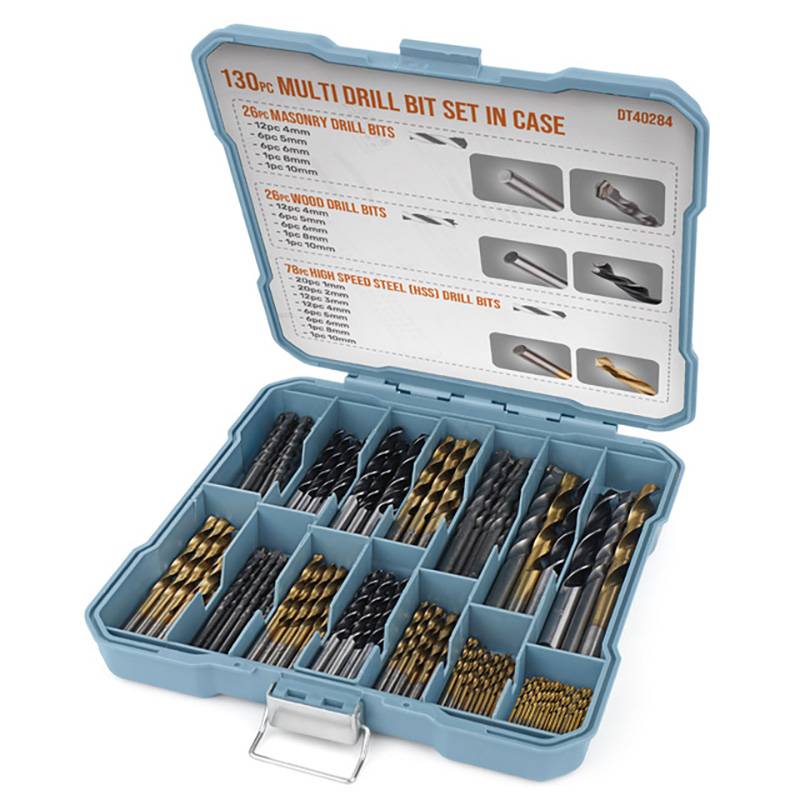 130pc Drill Bit Set Titanium-Coated HSS Steel Bits Masonary Drill Power Tool Accessories For Metal Plastic Woodworking