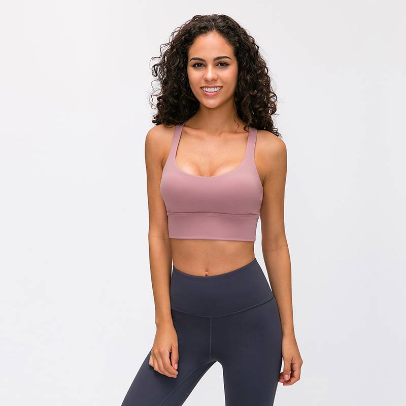 Women's Anti-Shrink Underwear  Cross Back Gathered Shockproof Running Fitness Yoga Bra