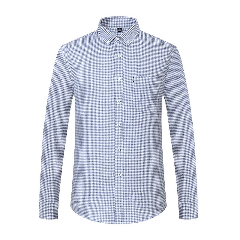 Men's Classic Thick Small Plaid 100% Cotton Shirt