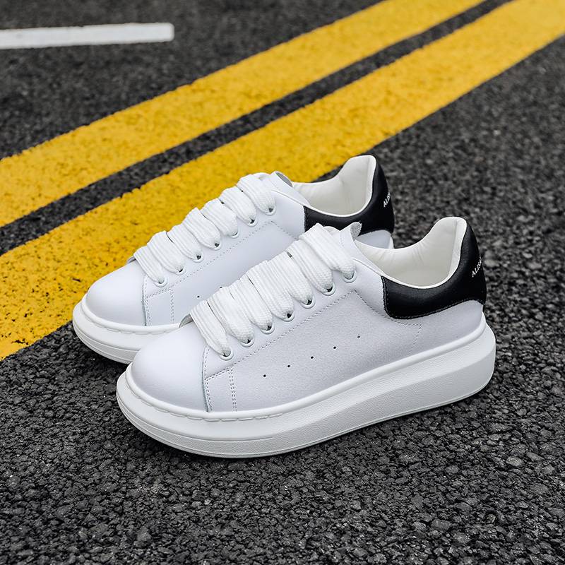 Women's Lace Up Casual Chunky Shoes  Genuine Leather Sneaker White