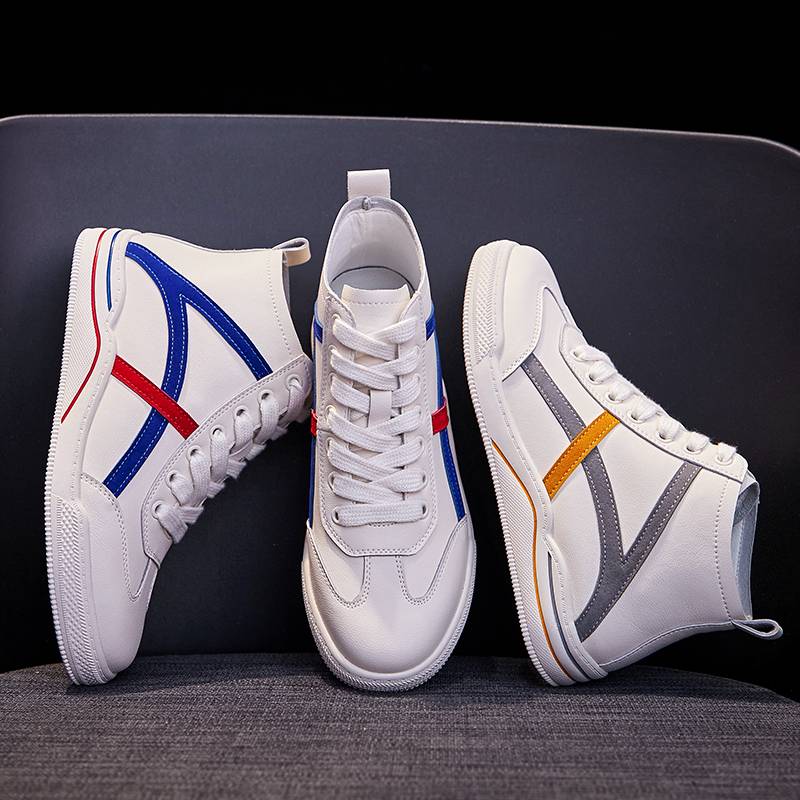 Women's  Genuine Leather Colorful Striped Casual Sneaker