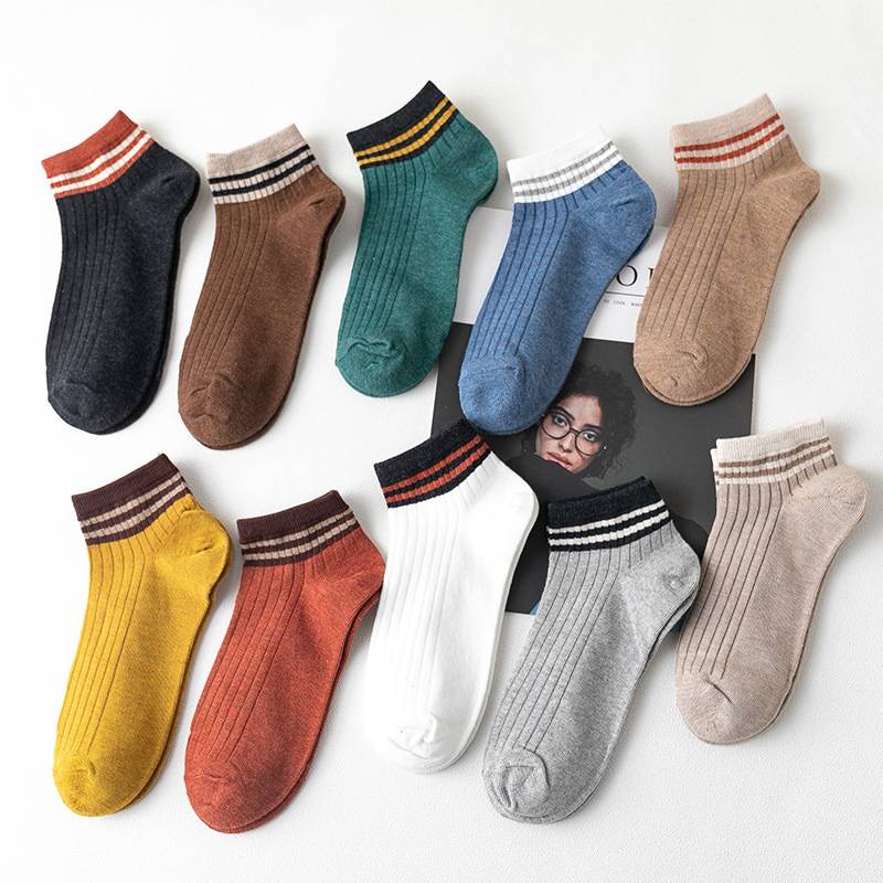 Women's Essential color striped No Show Socks Set oF 10 Pairs