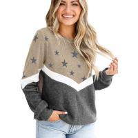 Women's Casual Star Color Block Pullover Long Sleeve Sweatshirt