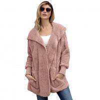 Women's Soft Spandex Faux Fleece Hooded Open Front Coat