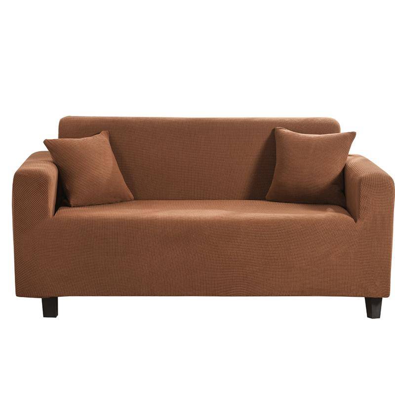 Suede Texture Solid Color Stretch Sofa Cover 1-Piece Soft Furniture Protector Suitable For Any Sofa With Notches