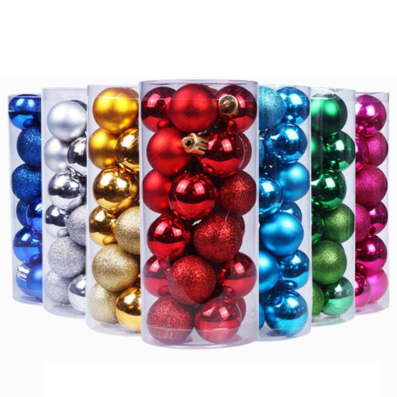 24Pcs Christmas Balls Ornaments for Xmas Tree 2.4