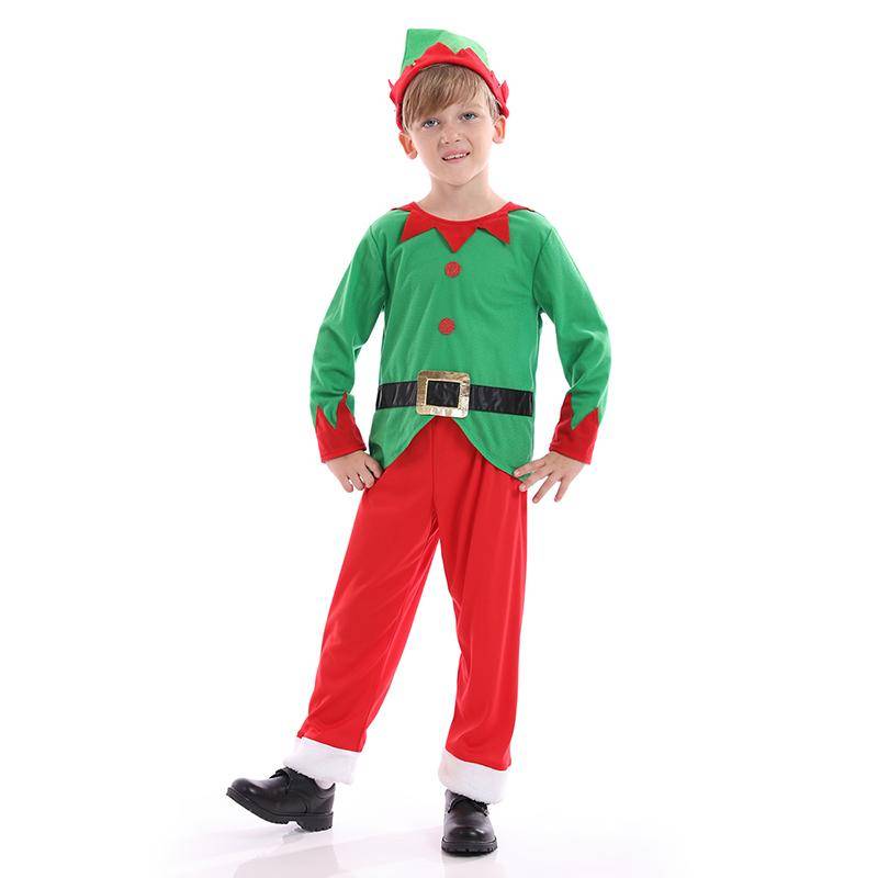 Boys' Christmas Elf Dress Up Children's Costume  Include Headwear
