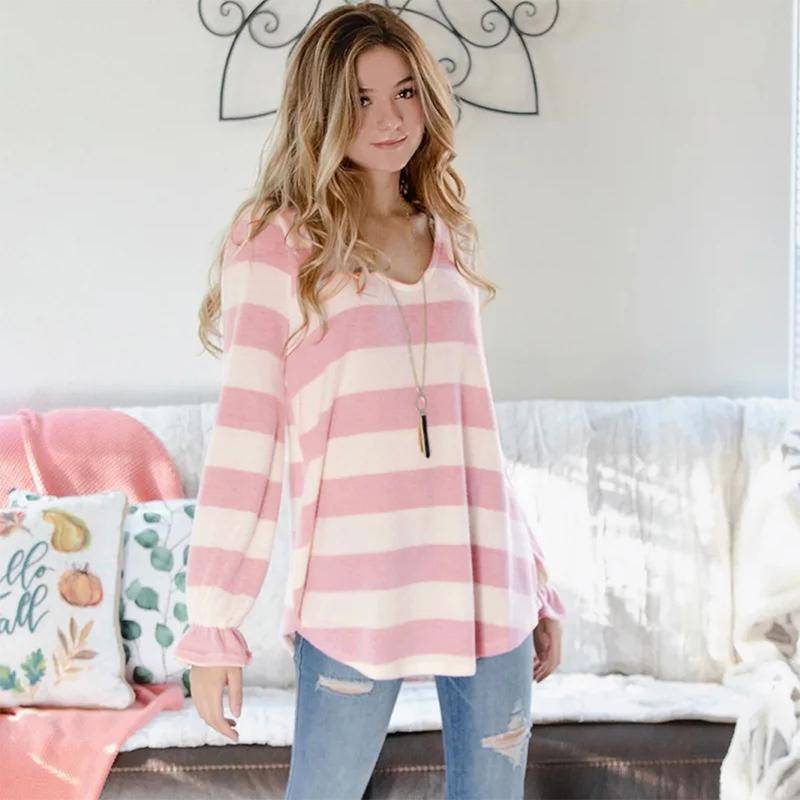 Women's  Printed Striped Long Sleeve t-Shirt