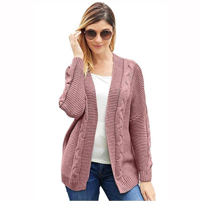 Women's Cable Cardigan Bat Long Sleeve Ribbed Knit Plus Size Cardigan Sweater