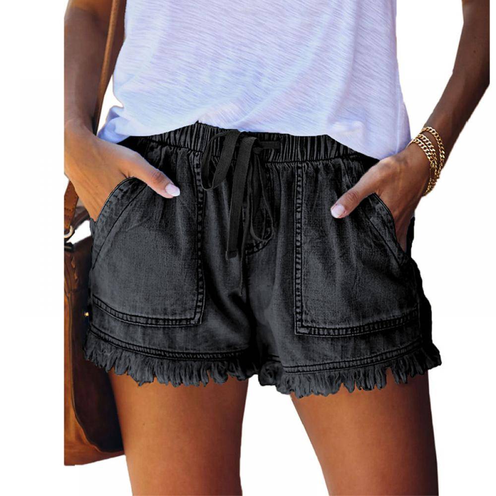 Women's Saddleback Pocketed Frayed Tencel Shorts