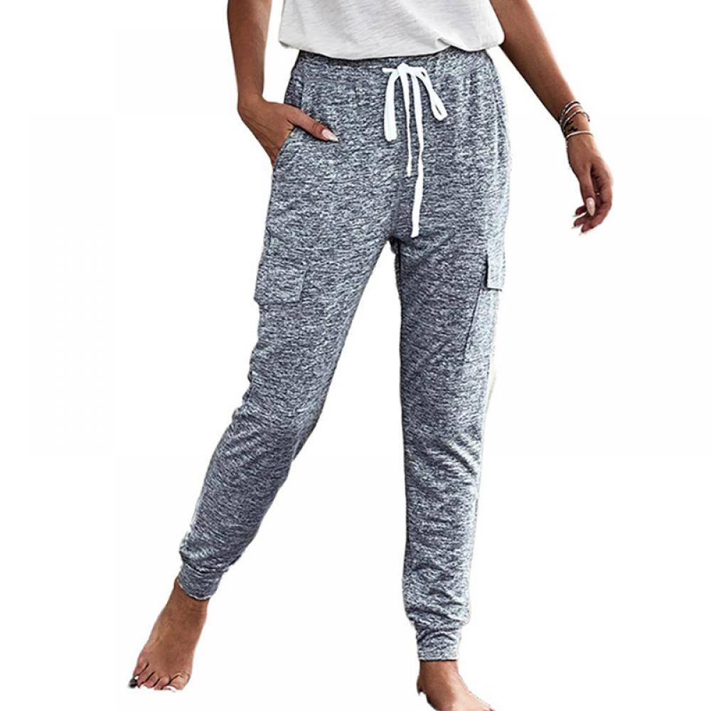 Women's Casual Lounge Pants Solid Color Pocketed Drawstring Legging