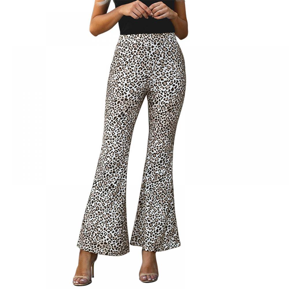 Women's Leopard Print Bell Bottom Pants