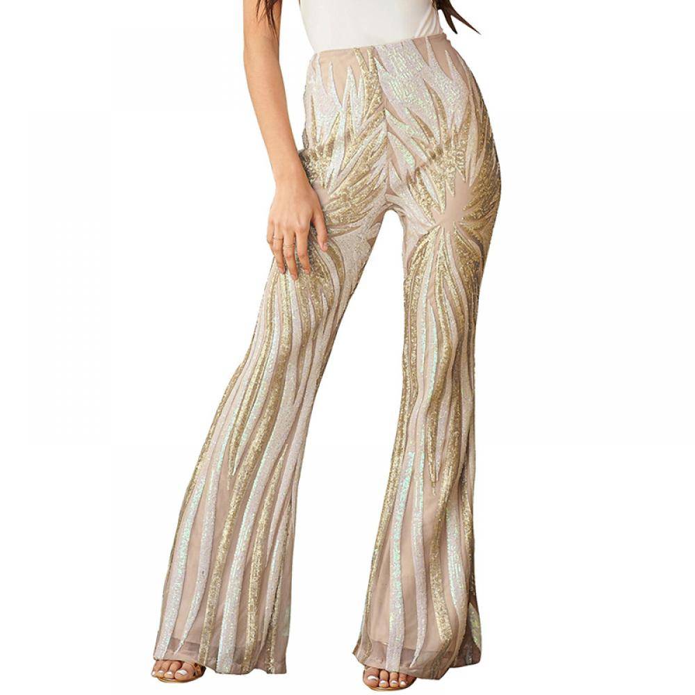 Women's Sequin Kick Flare Trousers