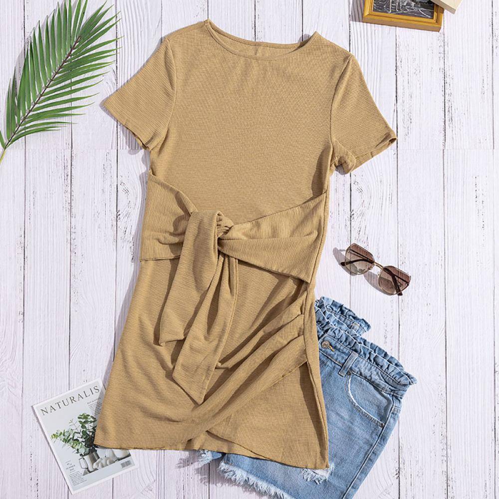 Women's Short Sleeve Tie Waist T-Shirt Mini Dress
