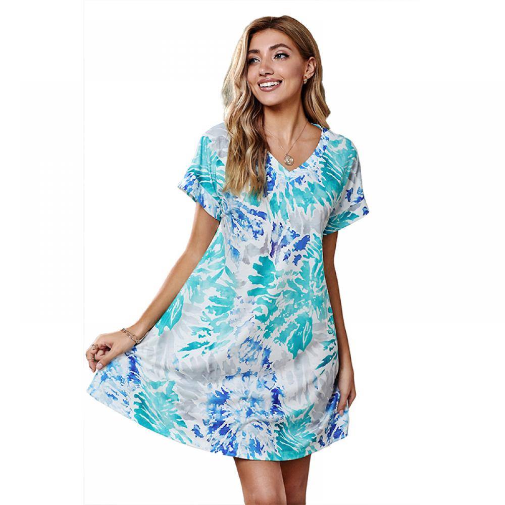 Women's Remain The Same Blue Tie Dye Dress