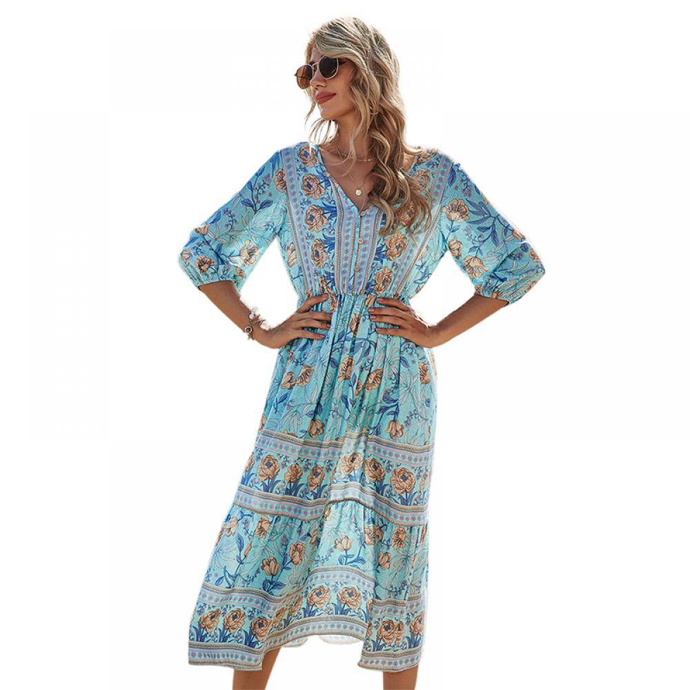 Women's Long Floral A-line Dress