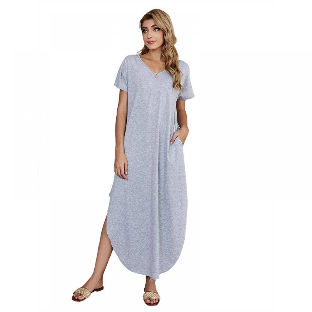 Women's High Waist Irregular Solid Color Dress